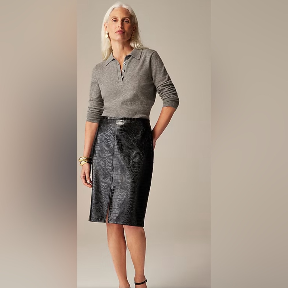 JCrew Pencil skirt in croc-embossed faux leather